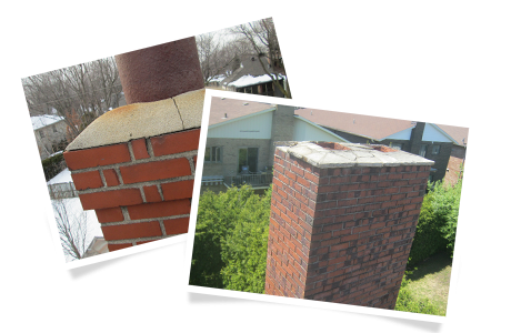 Concrete crown not jutting outside the walls of the chimney